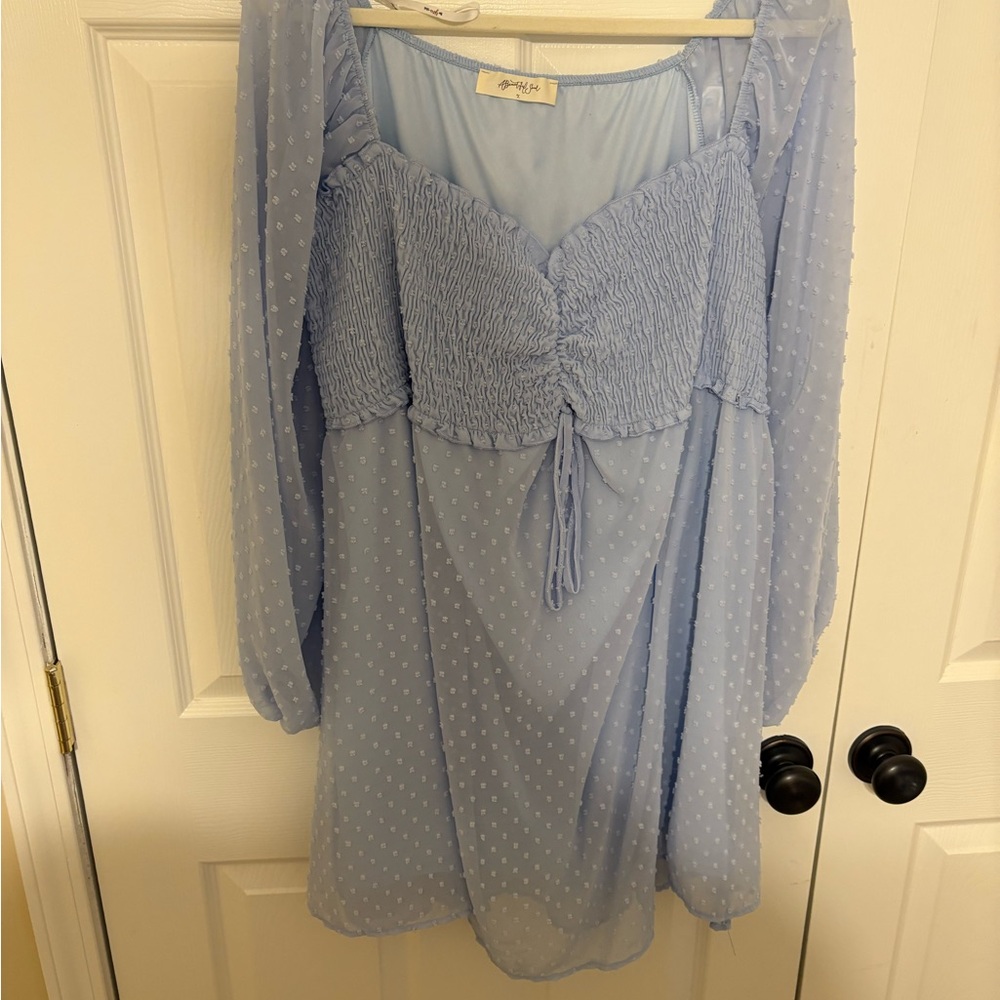 Light Blue Sheer Dress with Polka Dots